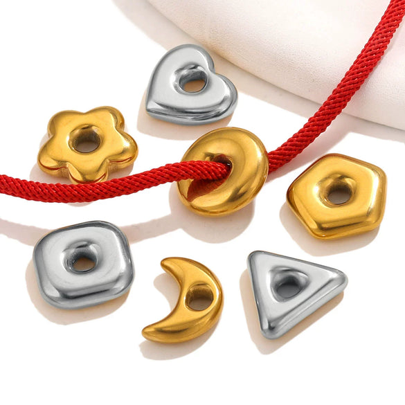 Stainless Steel Heart Fivepointed Star Large Hole Hexagonal Partition Fish Pattern Diy Jewelry Necklace Making Supplies Accessories With Electroplating