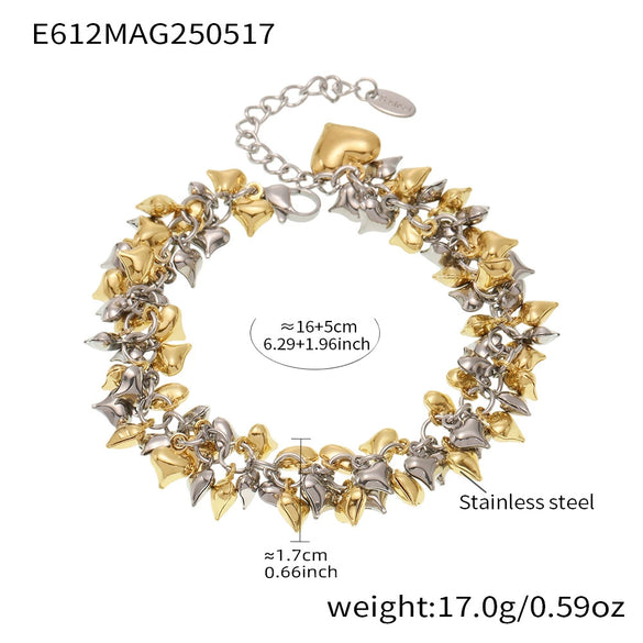 Stainless Steel Heart Geometric Fashion Electroplated Hand Jewelry Bracelet For Women