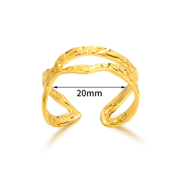 Stainless Steel Heart Geometric Open Ring Jewelry For Men And Women Electroplated