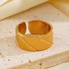 Stainless Steel Heart Geometric Oval Opening Adjustable Ring With Electroplating For Women