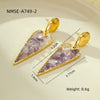 Stainless Steel Heart Geometric Pendant Earrings With Natural Stone Electroplated For Women