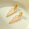 Stainless Steel Heart Geometric Pendant Earrings With Natural Stone Electroplated For Women