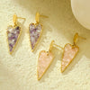 Stainless Steel Heart Geometric Pendant Earrings With Natural Stone Electroplated For Women