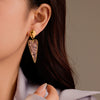 Stainless Steel Heart Geometric Pendant Earrings With Natural Stone Electroplated For Women