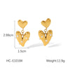 Stainless Steel Heart Geometric Stud Earrings For Women Electroplated