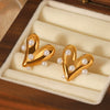 Stainless Steel Heart Geometric Stud Earrings For Women Electroplated