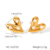 Stainless Steel Heart Geometric Stud Earrings For Women Electroplated