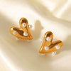 Stainless Steel Heart Geometric Stud Earrings For Women Electroplated