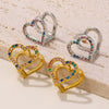 Stainless Steel Heart Geometric Zircon Handinlaid Electroplated Earrings For Women