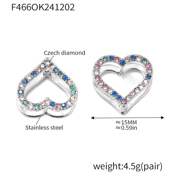 Stainless Steel Heart Geometric Zircon Handinlaid Electroplated Earrings For Women
