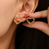 Stainless Steel Heart Geometric Zircon Handinlaid Electroplated Earrings For Women