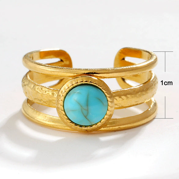 Stainless Steel Heart Hollow Geometric Stacked Style Electroplated Unisex Ring