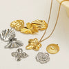 Stainless Steel Heart Leaf Flower Pendant Jewelry For Women With Electroplating Treatment