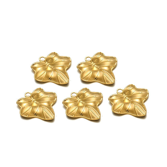 Stainless Steel Heart Leaf Flower Pendant Jewelry For Women With Electroplating Treatment