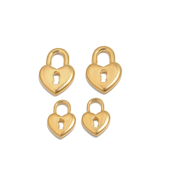 Stainless Steel Heart Lock Hollow Pendant Plated Jewelry Diy Necklace Bracelet Accessory