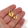 Stainless Steel Heart Lock Hollow Pendant Plated Jewelry Diy Necklace Bracelet Accessory