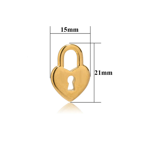 Stainless Steel Heart Lock Hollow Pendant Plated Jewelry Diy Necklace Bracelet Accessory