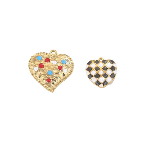 Stainless Steel Heart Love Pattern Electroplated Diy Jewelry Accessories Pendant Earrings Bracelet Necklace