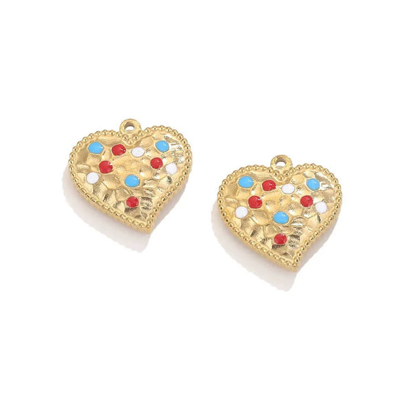 Stainless Steel Heart Love Pattern Electroplated Diy Jewelry Accessories Pendant Earrings Bracelet Necklace