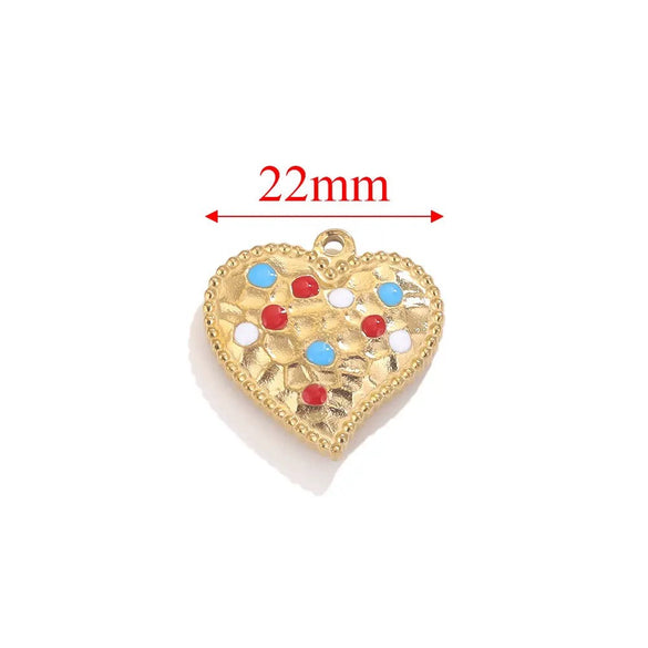 Stainless Steel Heart Love Pattern Electroplated Diy Jewelry Accessories Pendant Earrings Bracelet Necklace