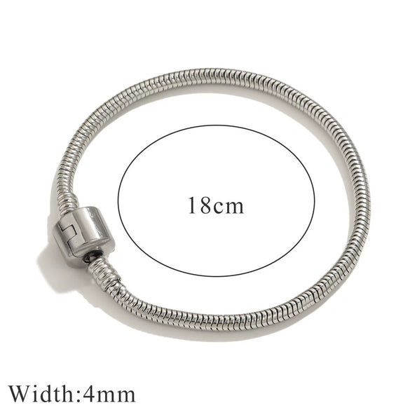 Stainless Steel Heart Pattern Beads Bracelet With Openable Snake Chain And Electroplating Treatment