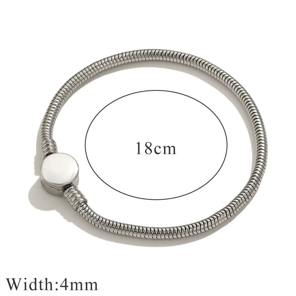 Stainless Steel Heart Pattern Beads Bracelet With Openable Snake Chain And Electroplating Treatment