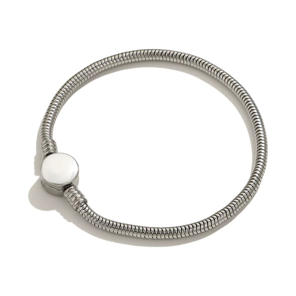 Stainless Steel Heart Pattern Beads Bracelet With Openable Snake Chain And Electroplating Treatment