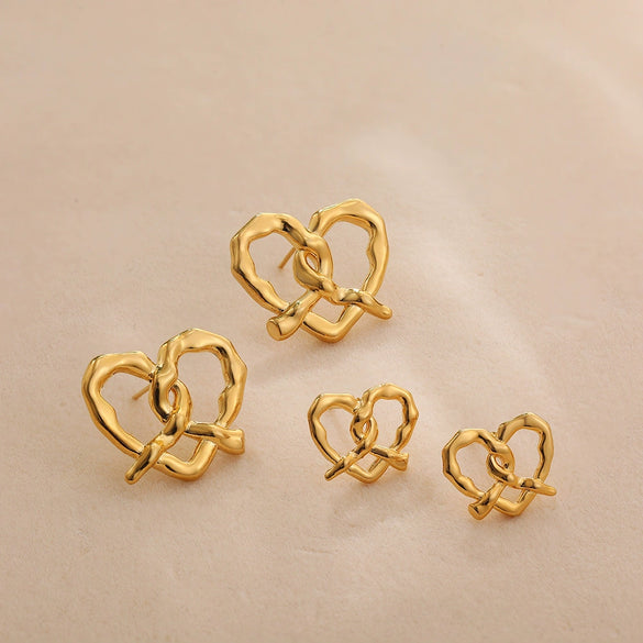 Stainless Steel Heart Pattern Cold Style Electroplated Female Ear Stud Earrings