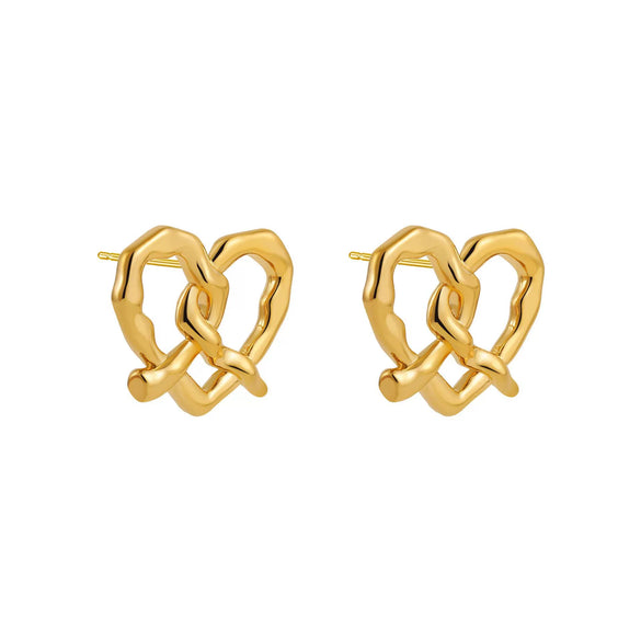 Stainless Steel Heart Pattern Cold Style Electroplated Female Ear Stud Earrings