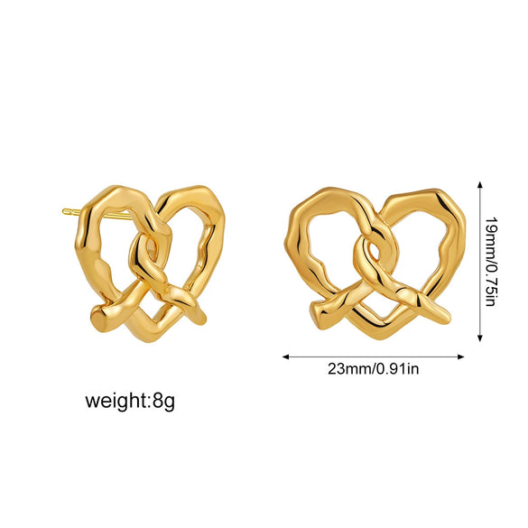 Stainless Steel Heart Pattern Cold Style Electroplated Female Ear Stud Earrings