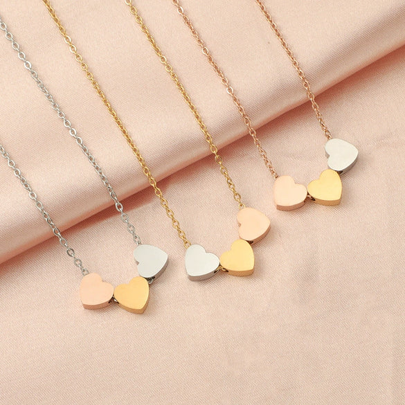 Stainless Steel Heart Pattern Threeheart Necklace