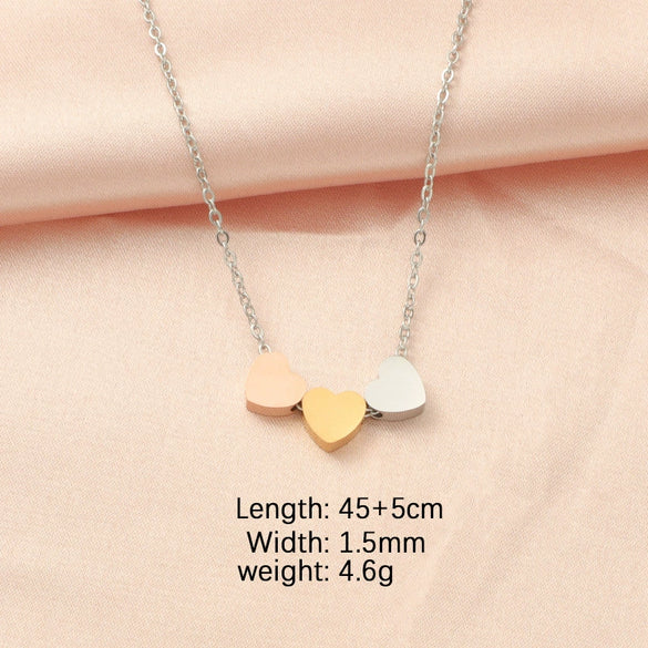 Stainless Steel Heart Pattern Threeheart Necklace