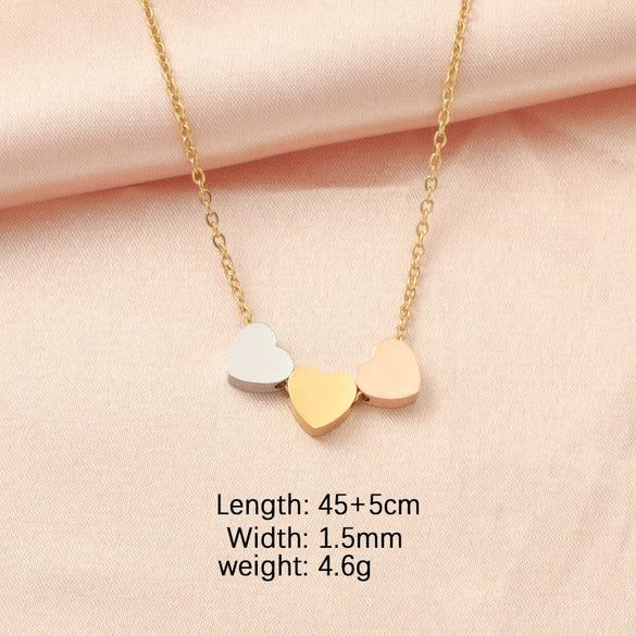 Stainless Steel Heart Pattern Threeheart Necklace