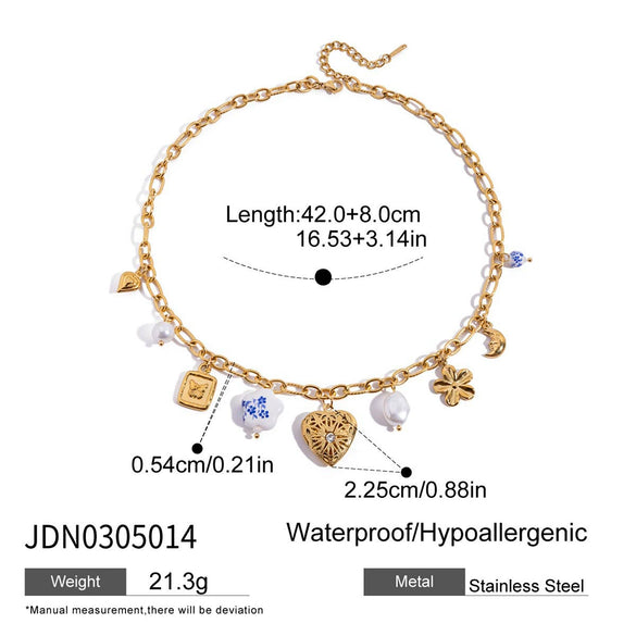 Stainless Steel Heart Pendant Clavicle Chain Women's Necklace With Electroplating Process