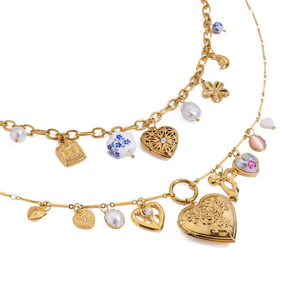 Stainless Steel Heart Pendant Clavicle Chain Women's Necklace With Electroplating Process