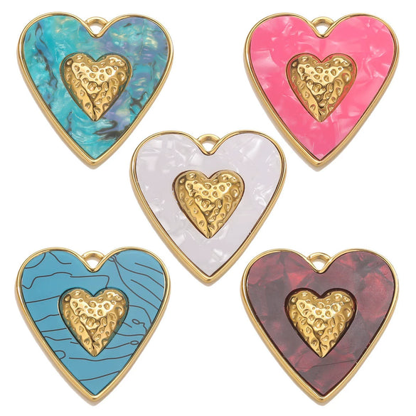 Stainless Steel Heart Pendant Electroplating Jewelry Accessories For Diy Necklace And Bracelet