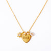 Stainless Steel Heart Pendant Necklace Double Sided Heart Retro Style Furnace Vacuum Plating Jewelry For Women