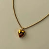 Stainless Steel Heart Pendant Necklace Double Sided Heart Retro Style Furnace Vacuum Plating Jewelry For Women