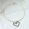 Stainless Steel Heart Pendant Necklace With Colorful Diamond Electroplating Fashion Style