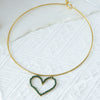 Stainless Steel Heart Pendant Necklace With Colorful Diamond Electroplating Fashion Style