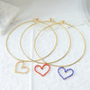 Stainless Steel Heart Pendant Necklace With Colorful Diamond Electroplating Fashion Style