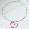 Stainless Steel Heart Pendant Necklace With Colorful Diamond Electroplating Fashion Style