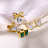 Stainless Steel Heart Shape And Bow Pattern Electroplating Women's Earrings