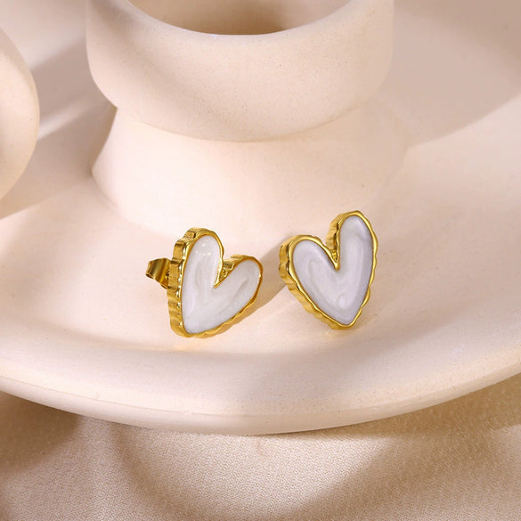 Stainless Steel Heart Shape And Bow Pattern Electroplating Women's Earrings