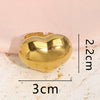 Stainless Steel Heart Shape Electroplated Fashion Exaggerated Irregular Opening Adjustable Women's Ring Jewelry
