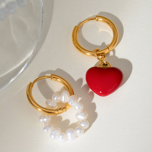 Stainless Steel Heart Shape Electroplated Love Pendant Earrings For Women