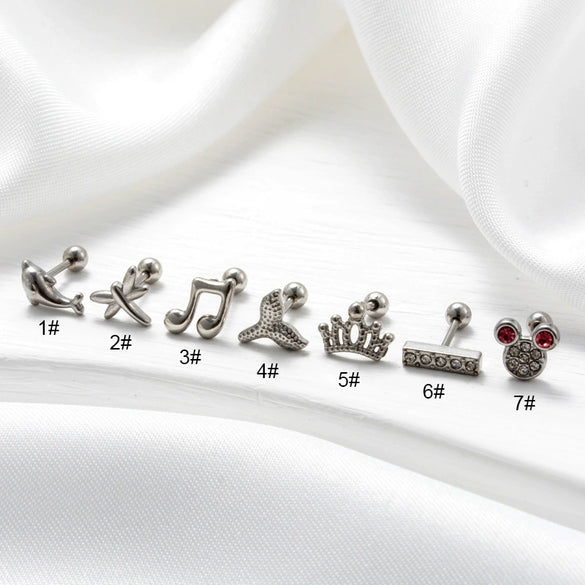 Stainless Steel Heart Shape Electroplated Women's Ear Studs
