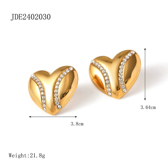 Stainless Steel Heart Shape Electroplated Women's Earrings
