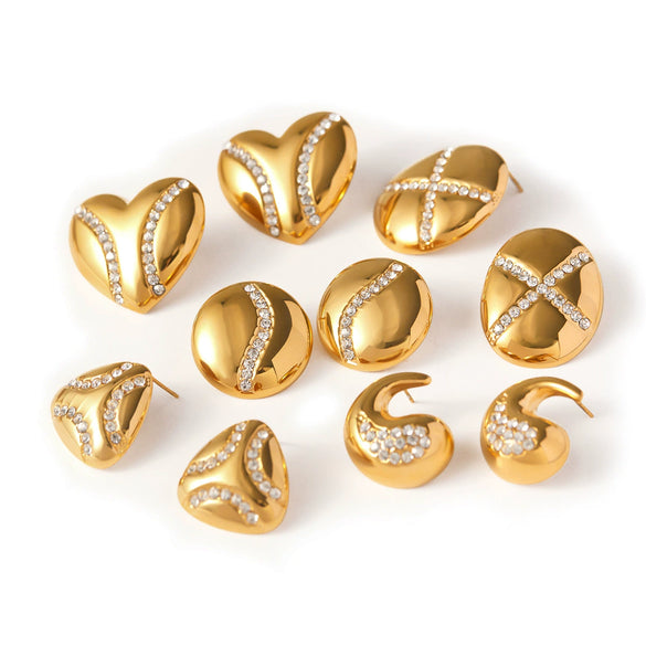 Stainless Steel Heart Shape Electroplated Women's Earrings