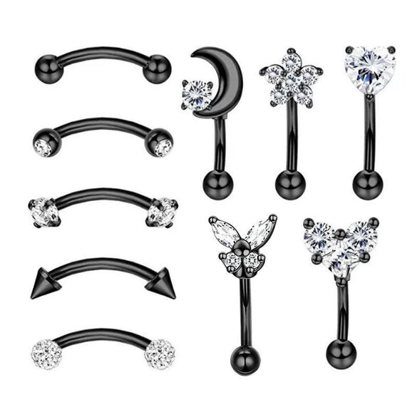 Stainless Steel Heart Shape Electroplating Piercing Jewelry Eyebrow Nail Ear Bone Nail Lip Nail